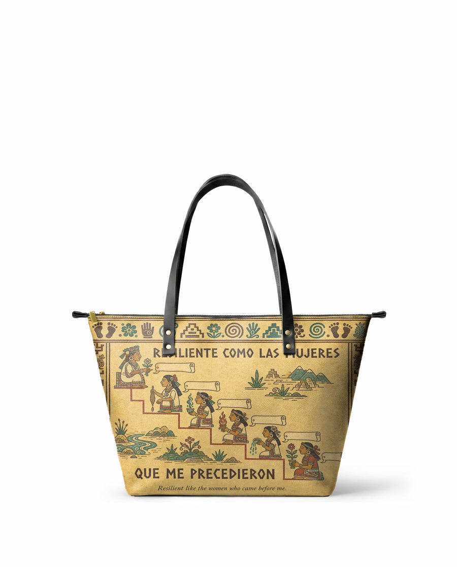 "Resiliente como las mujeres que me precedieron" ver.4 Leather Tote Bag