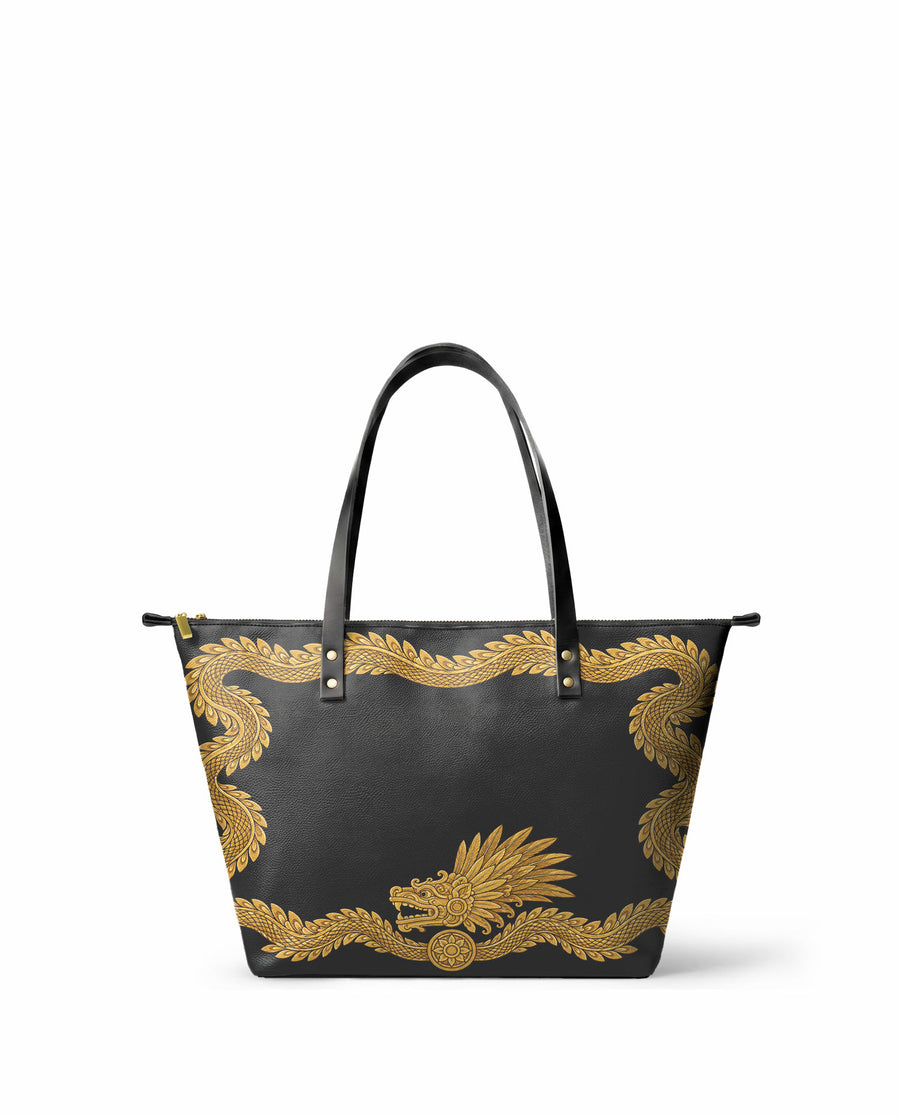 "XIUHCÓATL" Leather Tote Bag