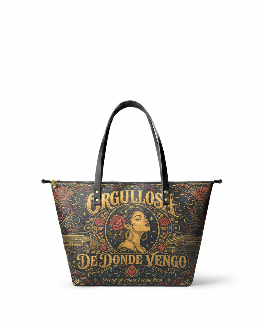 "Orgullosa de donde vengo" ver.4 Leather Tote Bag