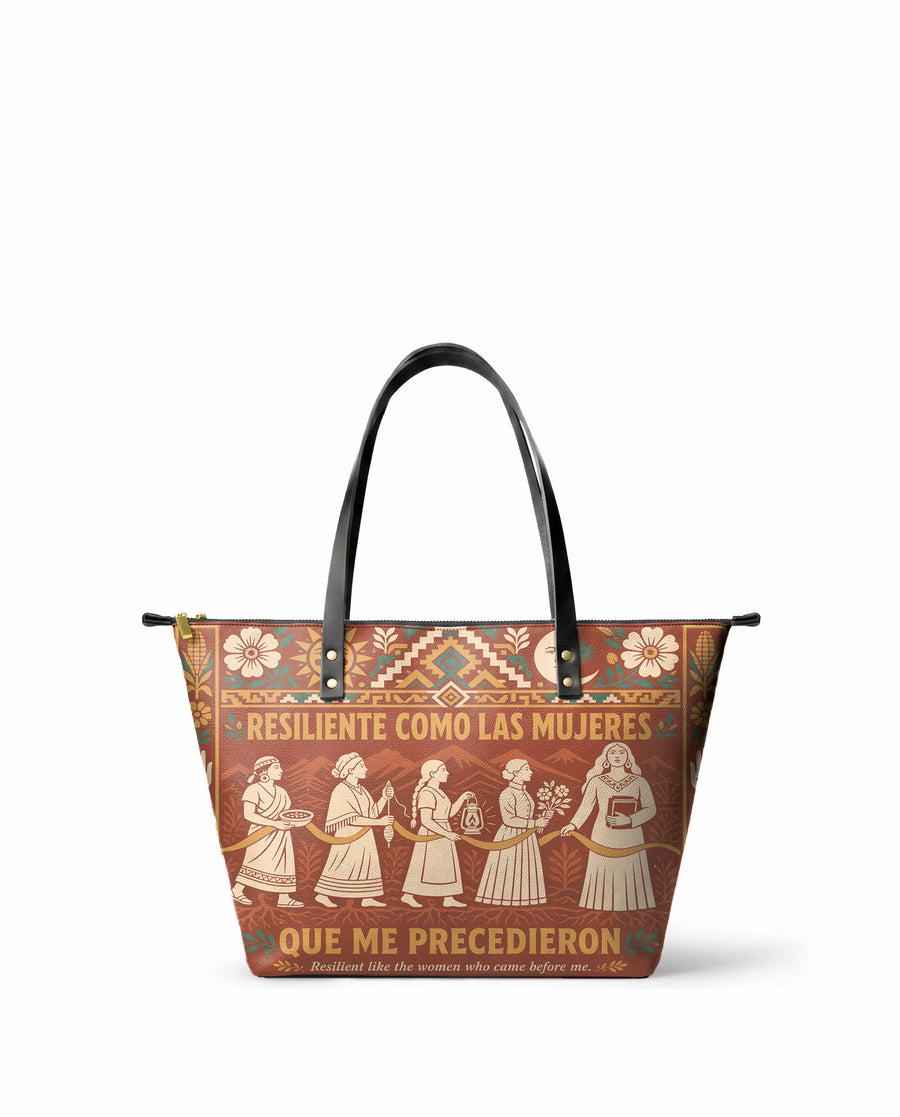 "Resiliente como las mujeres que me precedieron" ver.1 Leather Tote Bag