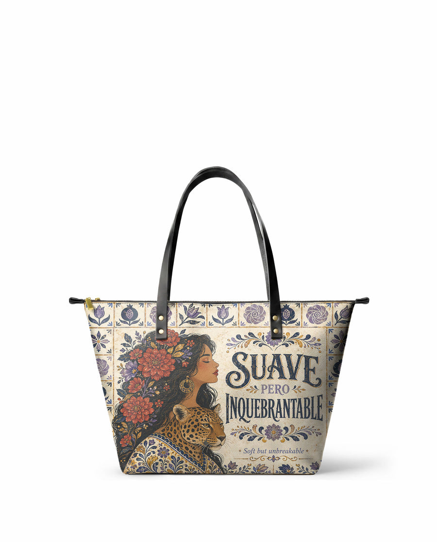 "Suave pero inquebrantable" ver.8 Leather Tote Bag