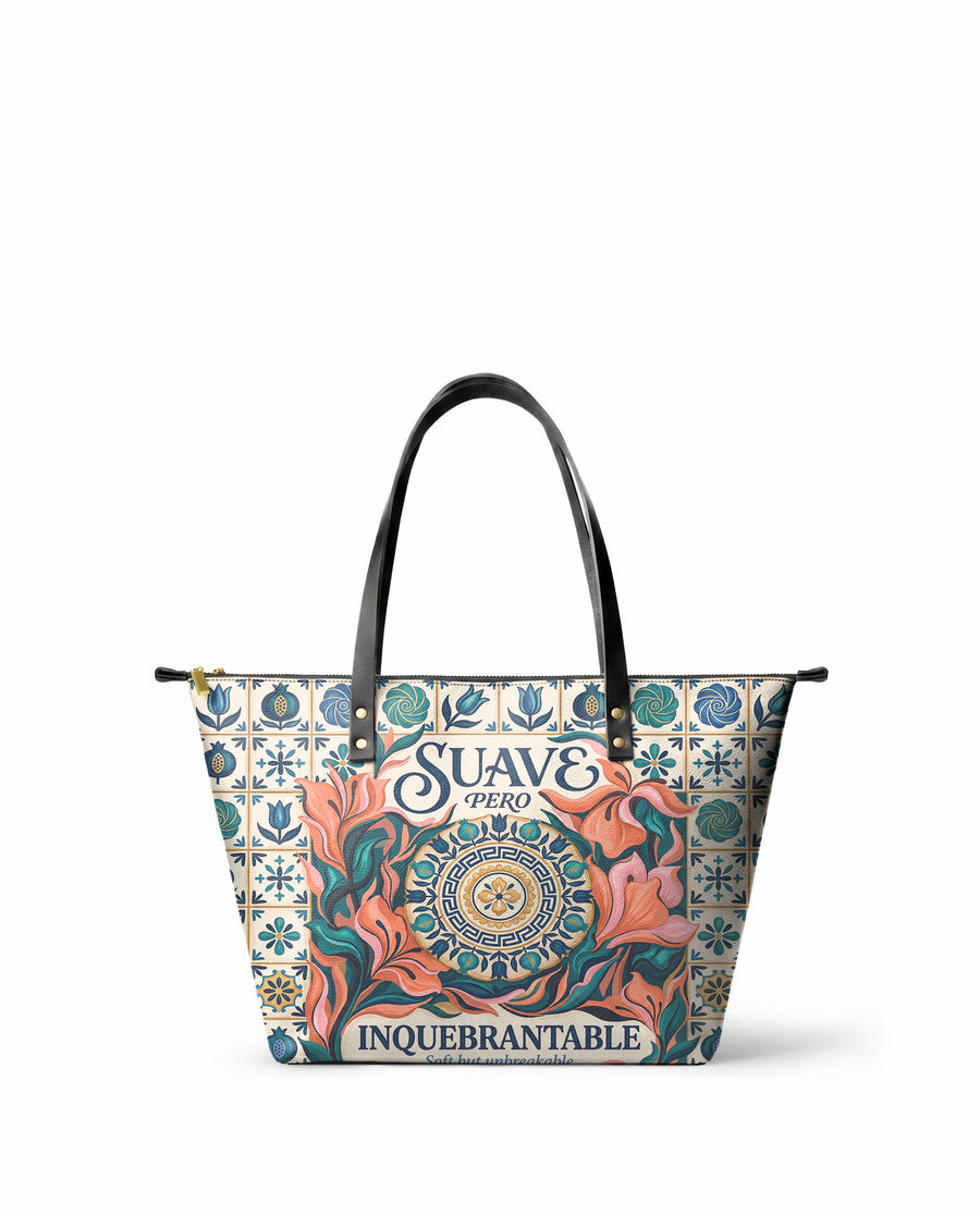 "Suave pero inquebrantable" ver.6 Leather Tote Bag