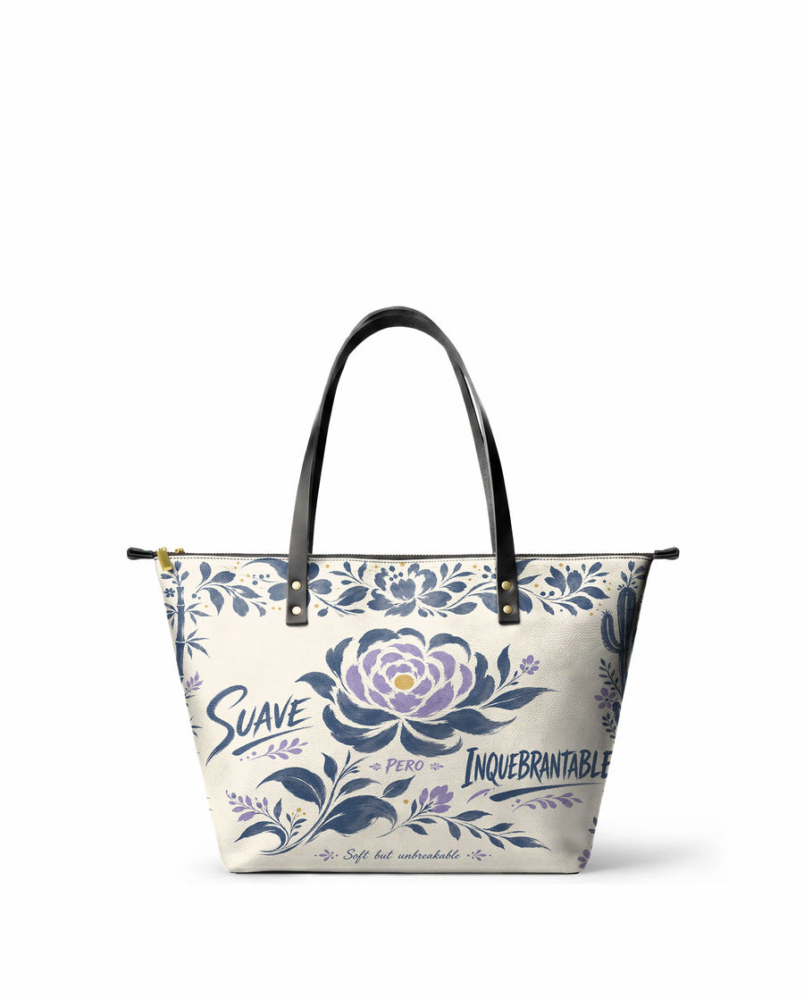 "Suave pero inquebrantable" ver.2 Leather Tote Bag
