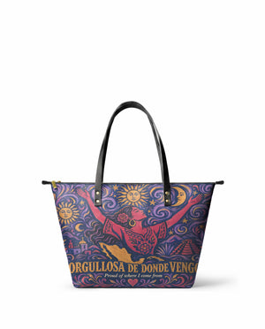 "Orgullosa de donde vengo" ver.5 Leather Tote Bag