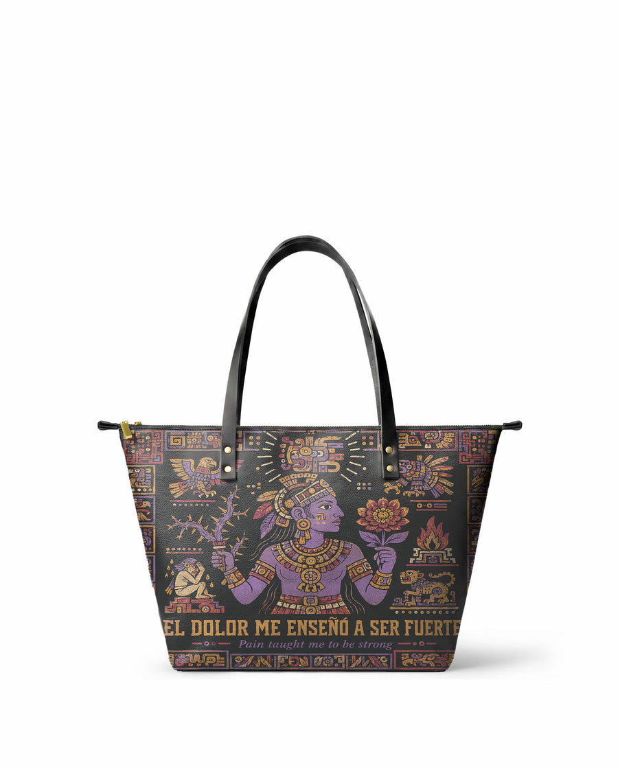 "El dolor me enseñó a ser fuerte" ver.4 Leather Tote Bag