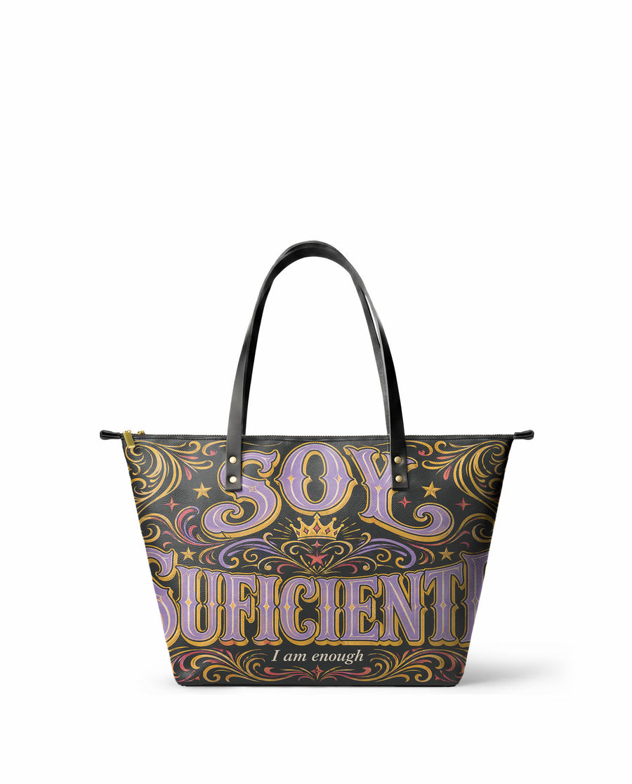 "Soy suficiente, tal y como soy" ver.2 Leather Tote Bag