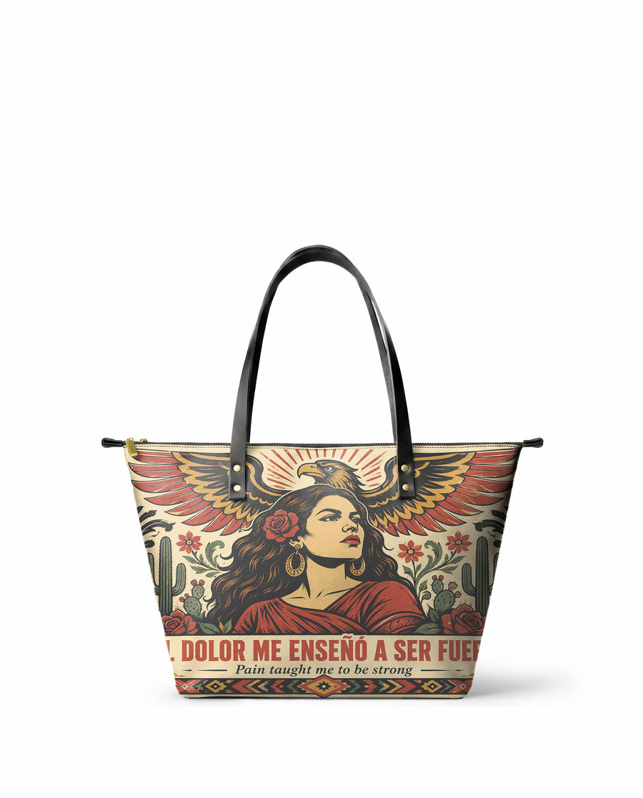 "El dolor me enseñó a ser fuerte" ver.3 Leather Tote Bag