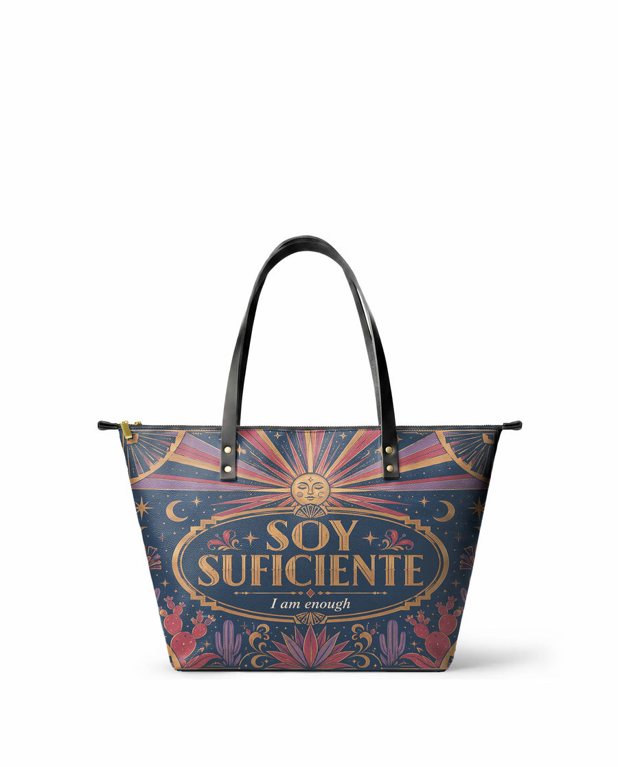 "Soy suficiente, tal y como soy" ver.3 Leather Tote Bag