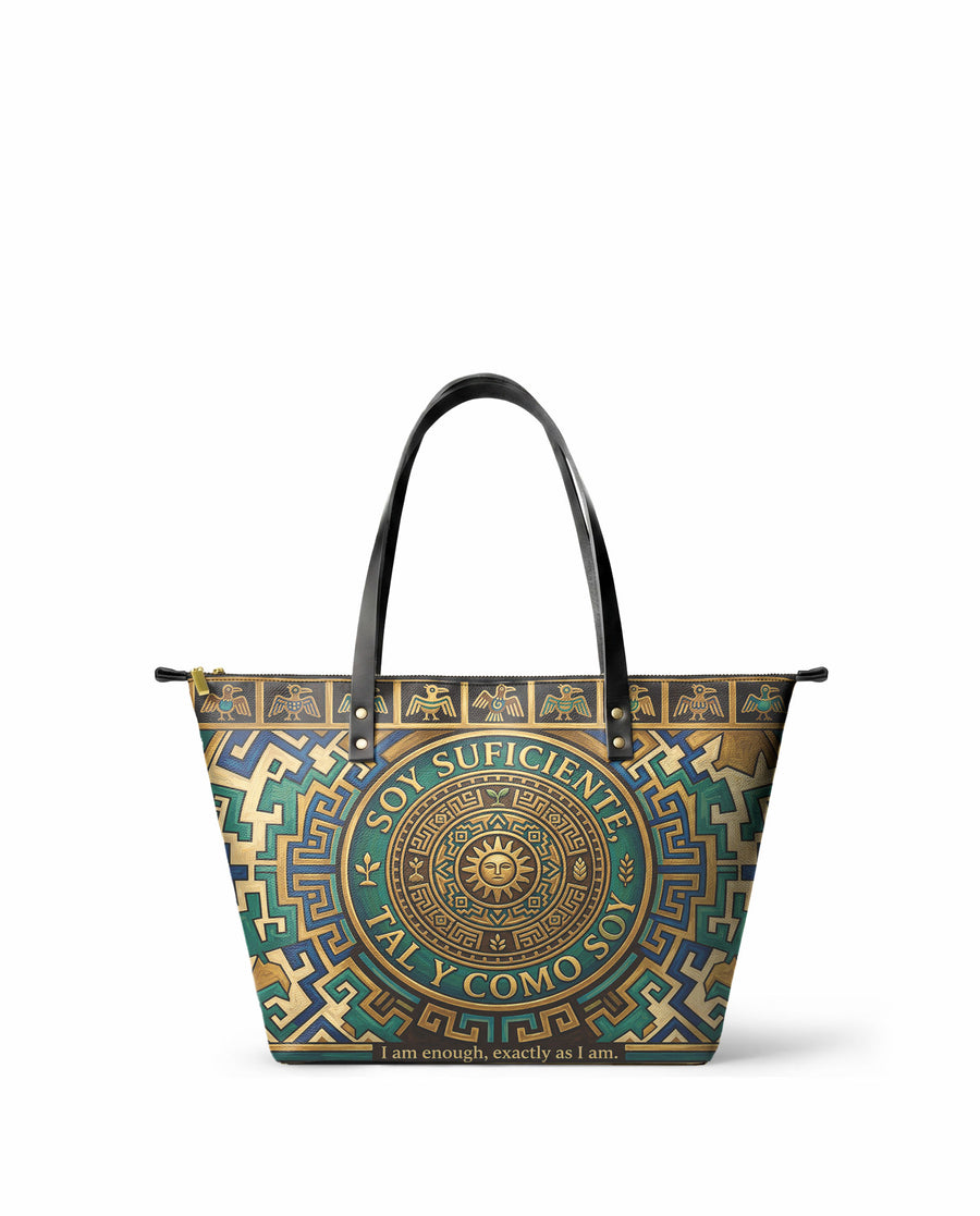 "Soy suficiente, tal y como soy" ver.10 Leather Tote Bag