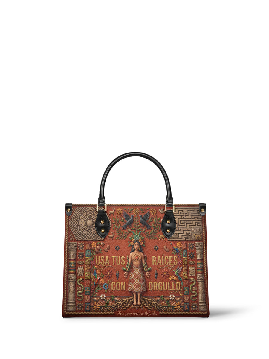 "Usa tus raíces con orgullo" ver.1 Leather Handbag