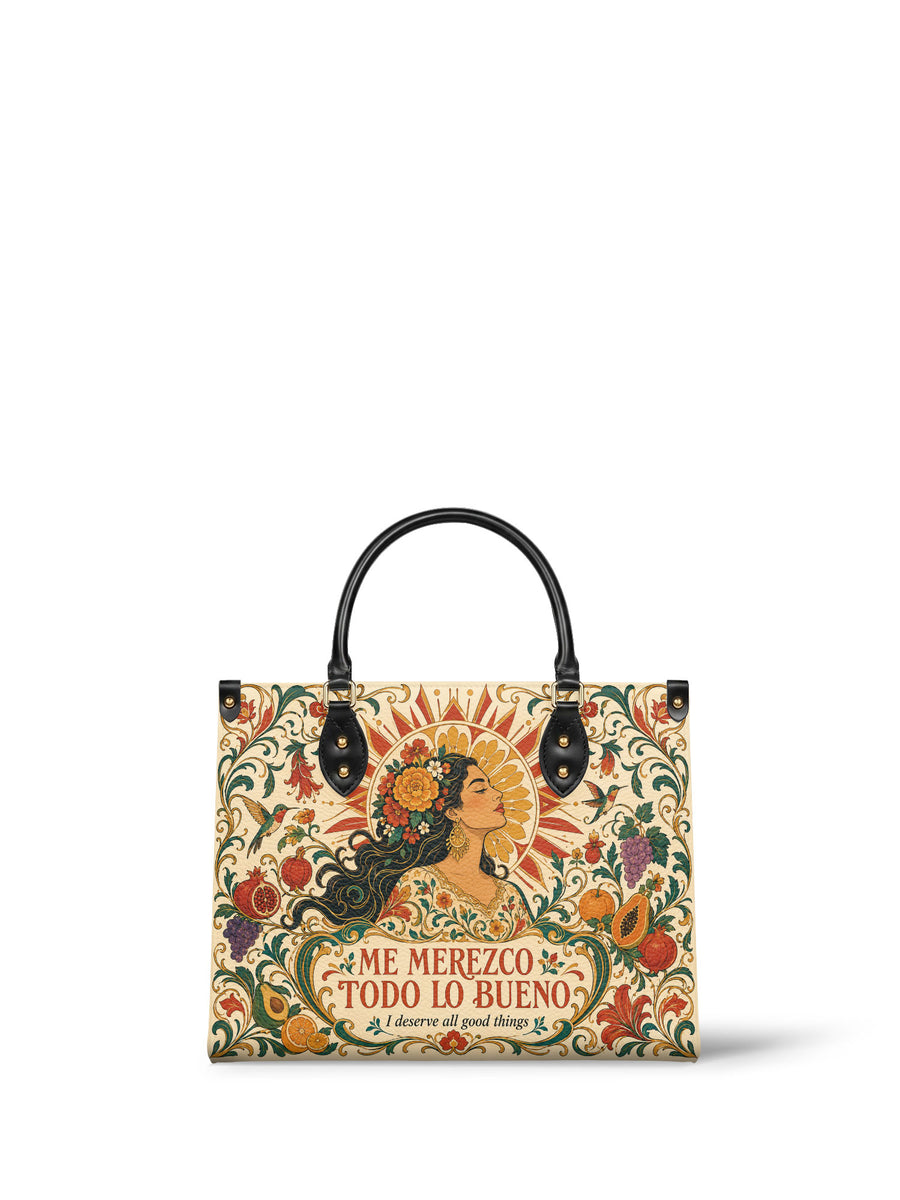 "Me merezco todo lo bueno" ver.3 Leather Handbag