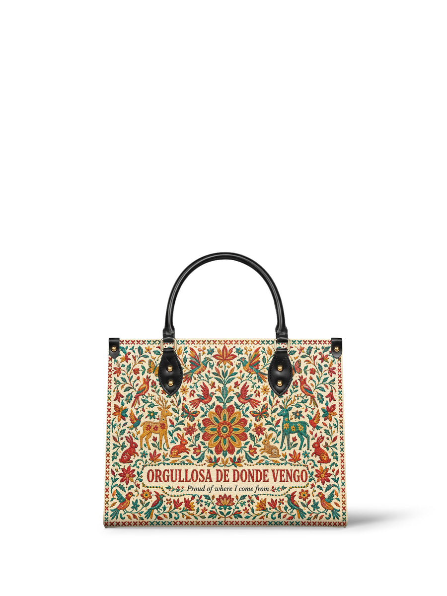 "Orgullosa de donde vengo" ver.2 Leather Handbag