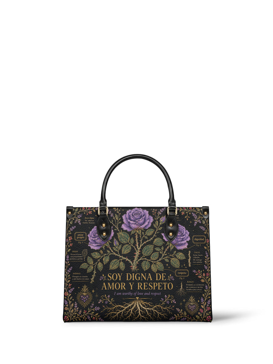 "Soy digna de amor y respeto" ver.4 Leather Handbag