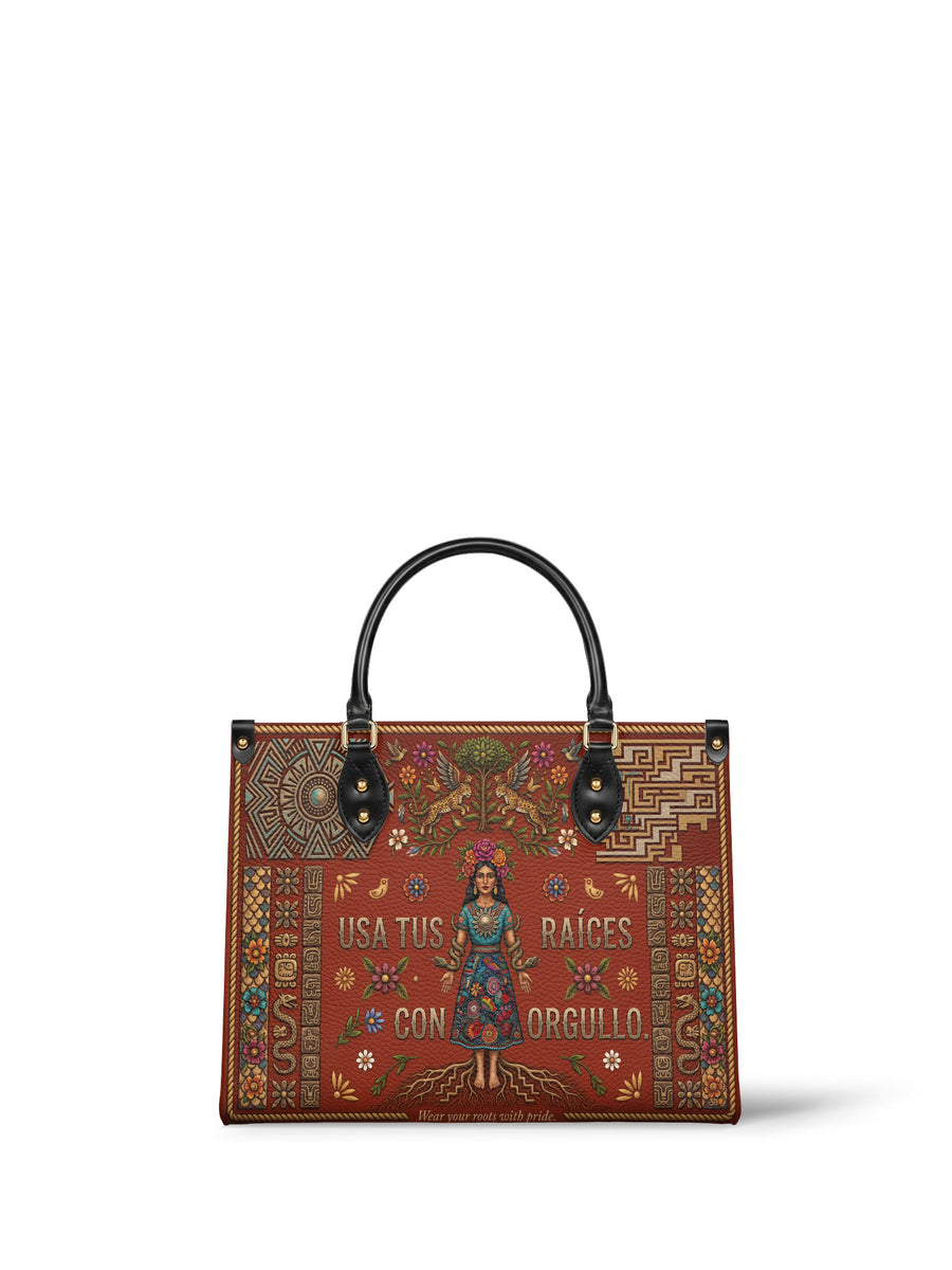 "Usa tus raíces con orgullo" ver.2 Leather Handbag
