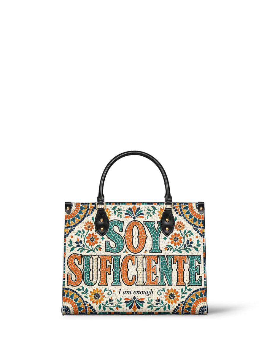 "Soy suficiente, tal y como soy" ver.4 Leather Handbag