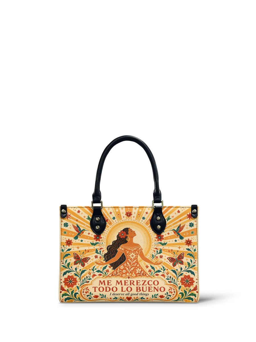 "Me merezco todo lo bueno" ver.4 Small Leather Handbag