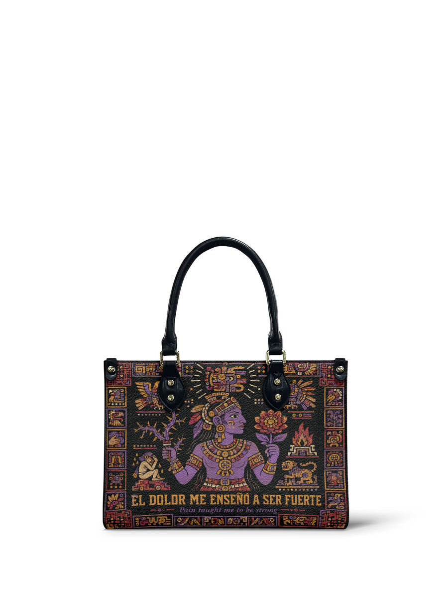 "El dolor me enseñó a ser fuerte" ver.4 Small Leather Handbag