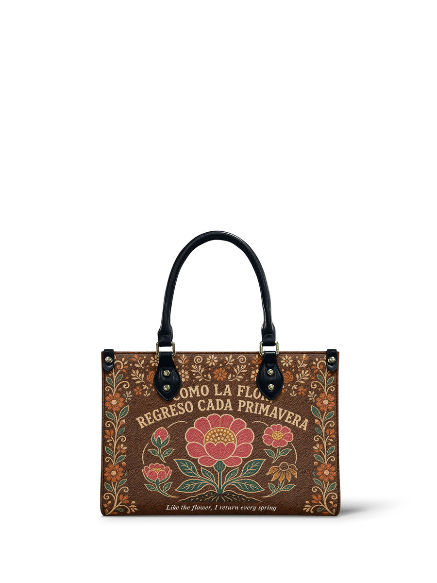 "Como la flor, regreso cada primavera" ver.4 Small Leather Handbag