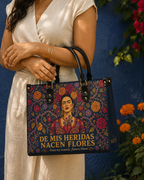 "De mis heridas nacen flores" ver.3 Leather Handbag