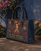 "De mis heridas nacen flores" ver.3 Leather Handbag