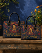 "De mis heridas nacen flores" ver.3 Leather Handbag