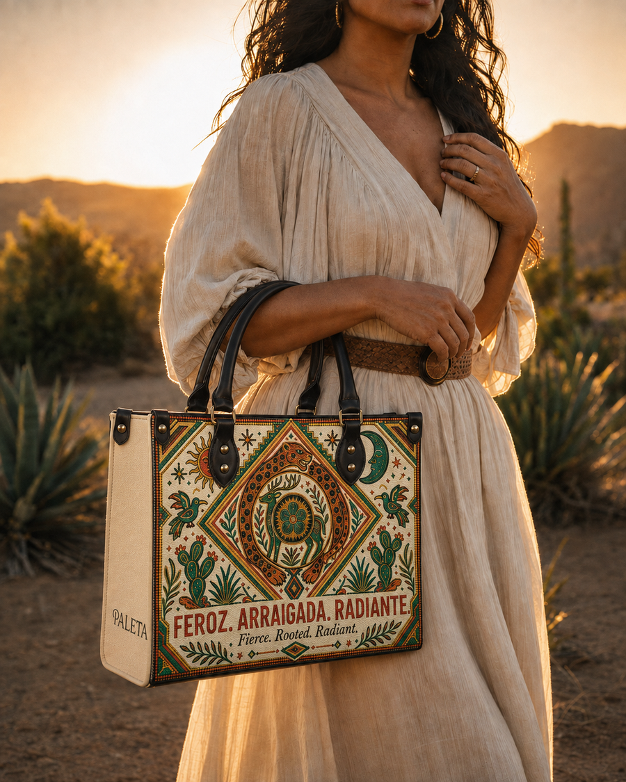 "Feroz. Arraigada. Radiante" ver.2 Leather Handbag