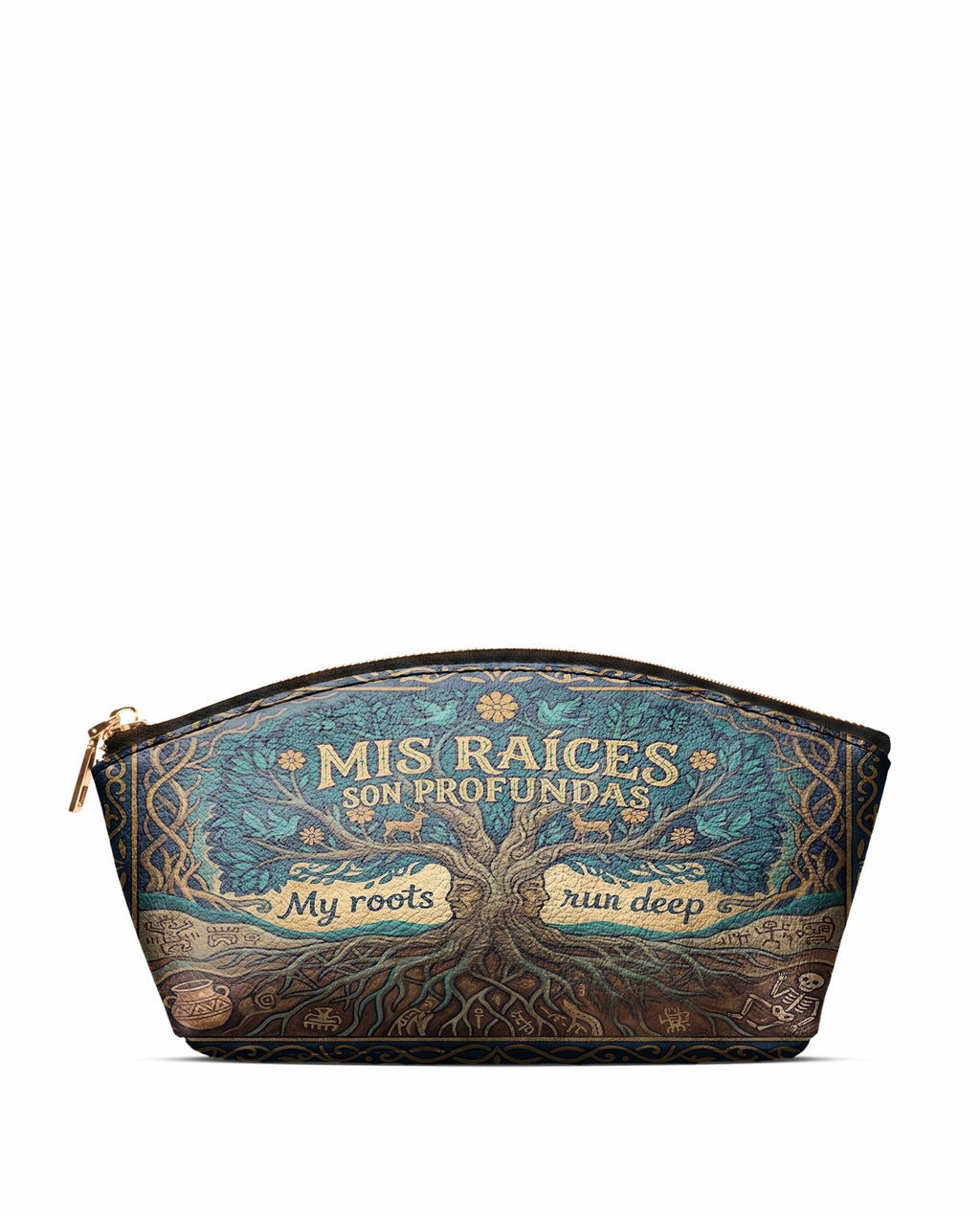 "Mis Raíces son Profundas" ver.1 Eclipse Makeup Bag - front view | Paleta Bags