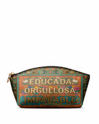 "Educada. Orgullosa. Imparable" ver.1 Eclipse Makeup Bag - front view | Paleta Bags