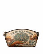 "Nacida de la tierra, hecha para el mundo" ver.1 Eclipse Makeup Bag - front view | Paleta Bags
