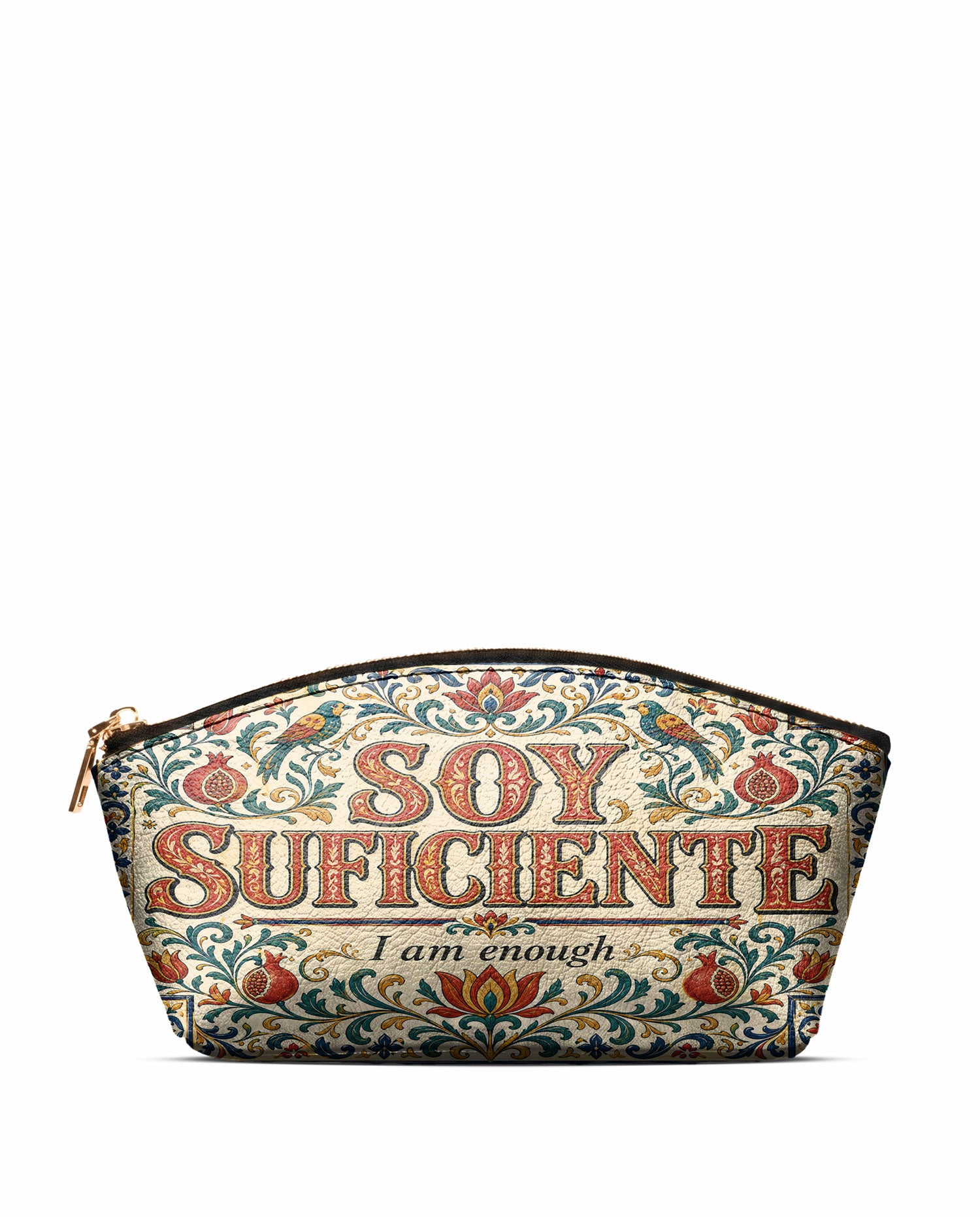 "Soy suficiente, tal y como soy" ver.1 Eclipse Makeup Bag - front view | Paleta Bags
