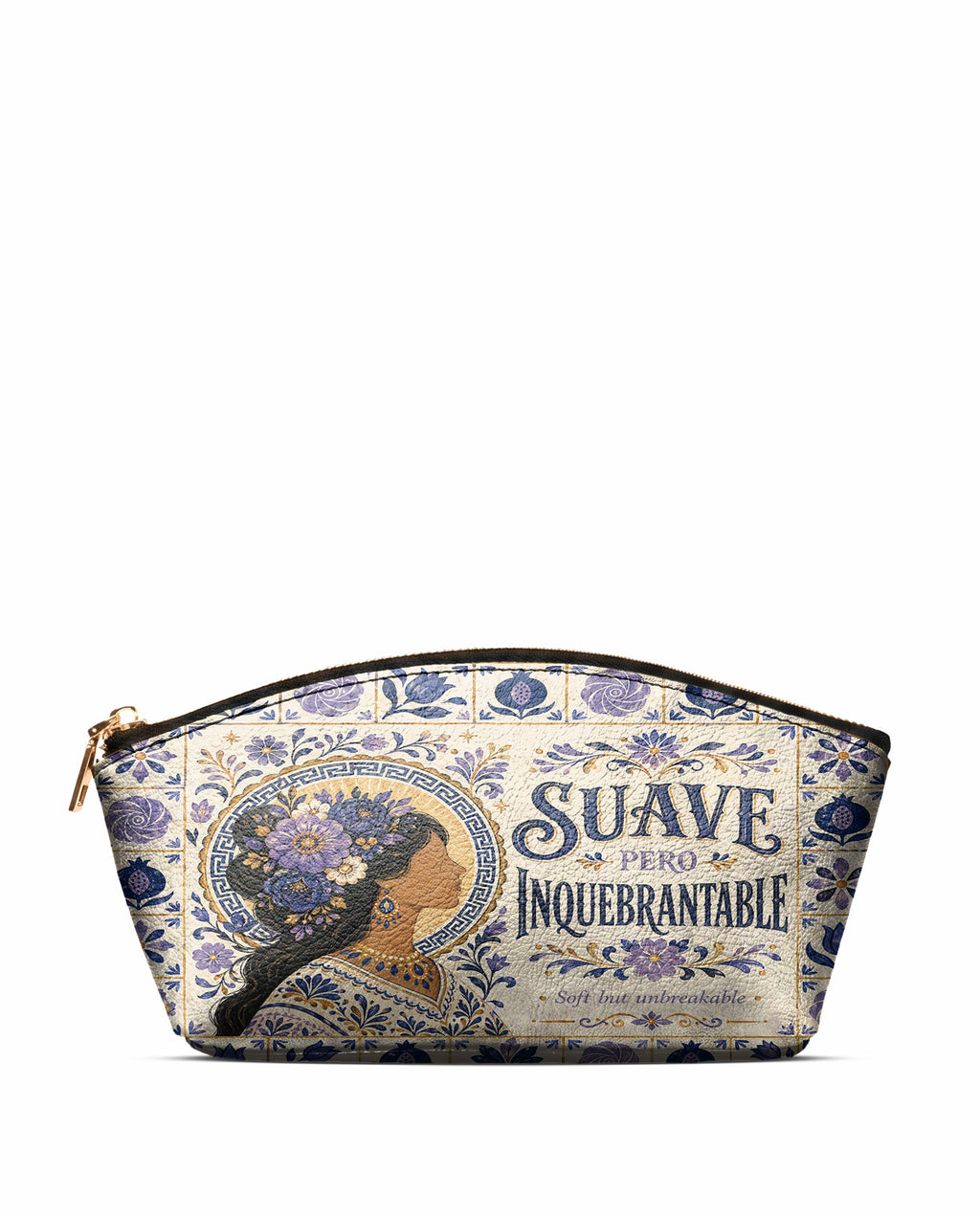 "Suave pero inquebrantable" ver.7 Eclipse Makeup Bag - front view | Paleta Bags