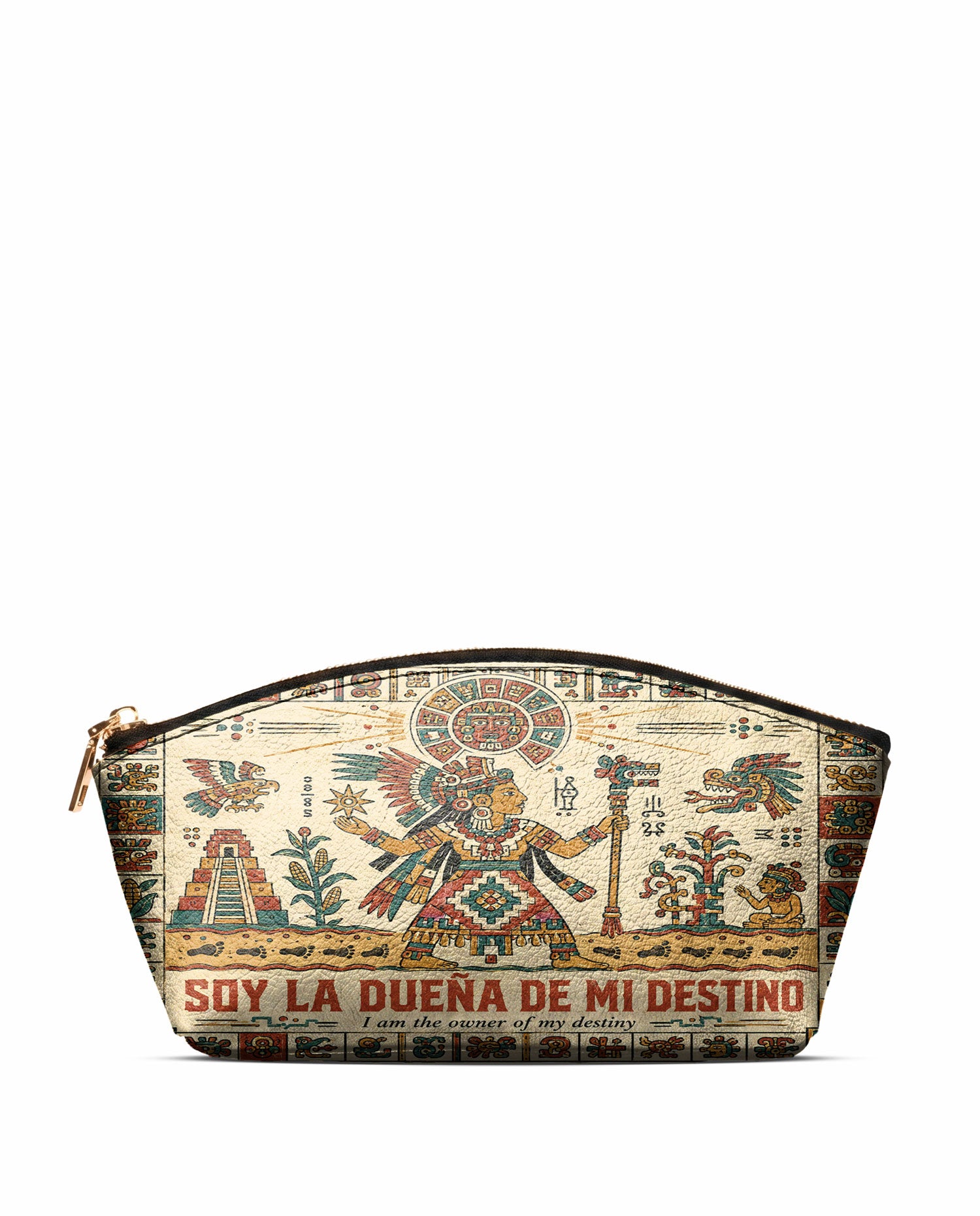 "Soy la dueña de mi destino" ver.3 Eclipse Makeup Bag - front view | Paleta Bags