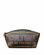"Mi cultura es mi fortaleza" ver.3 Eclipse Makeup Bag - front view | Paleta Bags