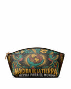 "Nacida de la tierra, hecha para el mundo" ver.4 Eclipse Makeup Bag - front view | Paleta Bags