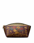 "Lleva su cultura como flores en flor" ver.4 Eclipse Makeup Bag - front view | Paleta Bags