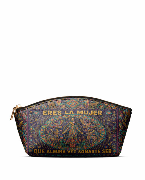 "Eres la mujer que alguna vez soñaste ser" ver.8 Eclipse Makeup Bag - front view | Paleta Bags