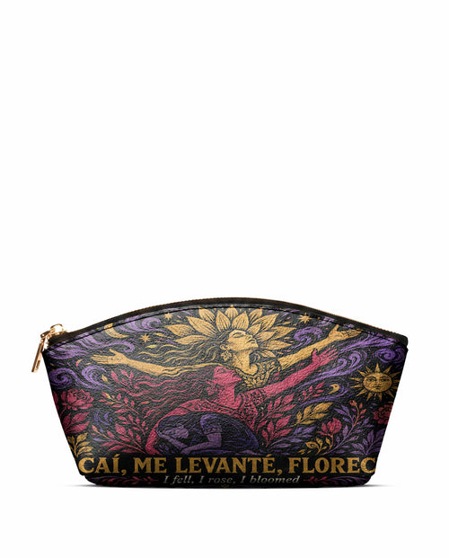 "Caí, me levanté, florecí" ver.4 Eclipse Makeup Bag - front view | Paleta Bags