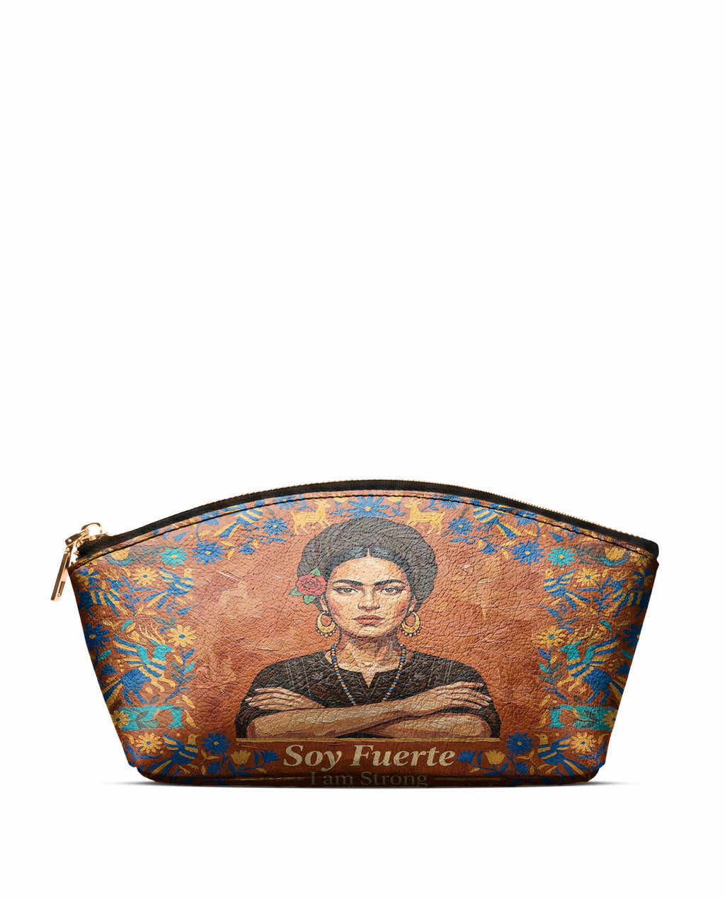 "Soy Fuerte" ver.5 Eclipse Makeup Bag - front view | Paleta Bags