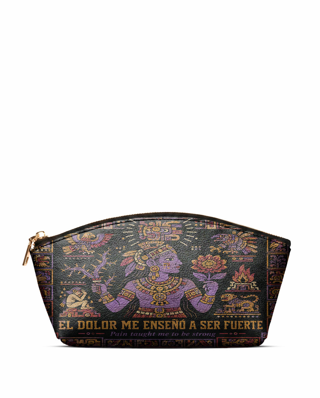 "El dolor me enseñó a ser fuerte" ver.4 Eclipse Makeup Bag - front view | Paleta Bags