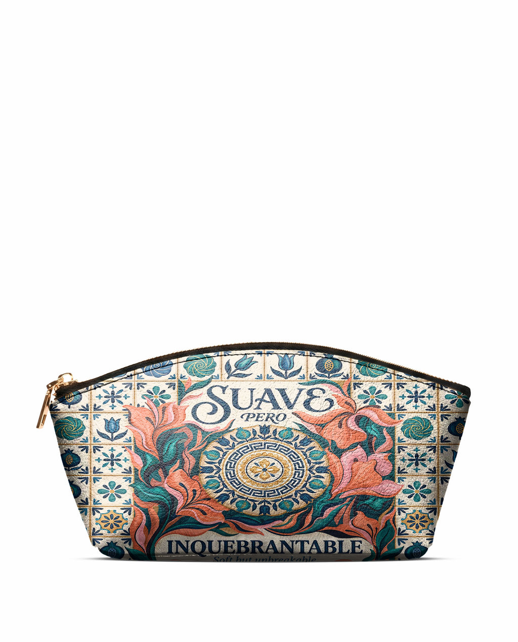 "Suave pero inquebrantable" ver.6 Eclipse Makeup Bag - front view | Paleta Bags