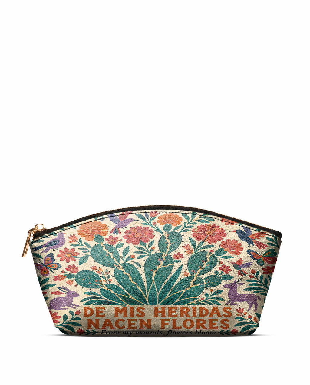 "De mis heridas nacen flores" ver.4 Eclipse Makeup Bag - front view | Paleta Bags