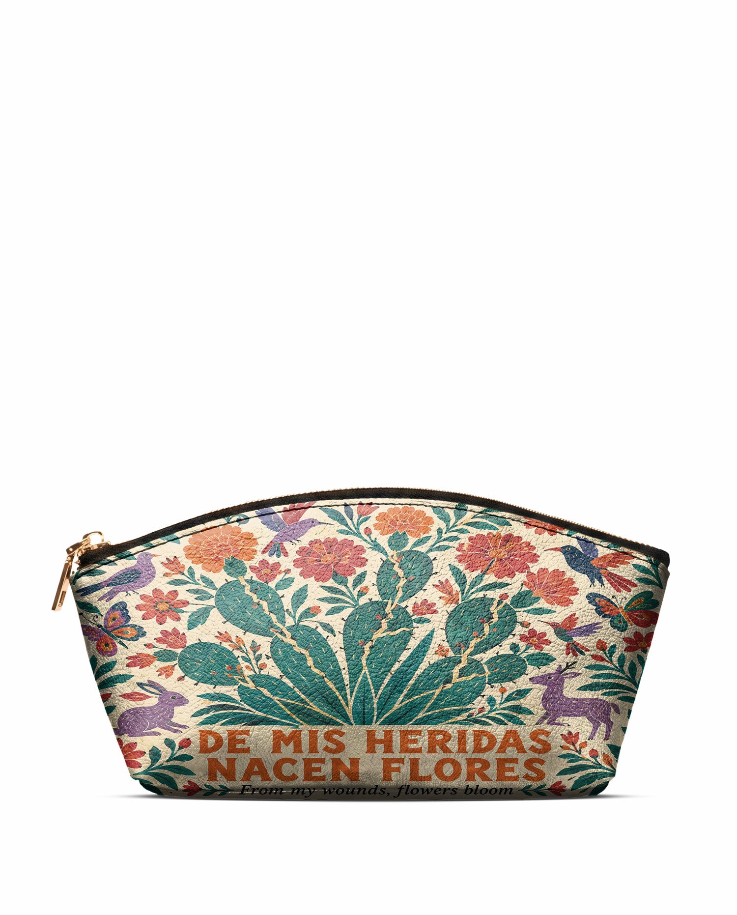 "De mis heridas nacen flores" ver.4 Eclipse Makeup Bag - front view | Paleta Bags