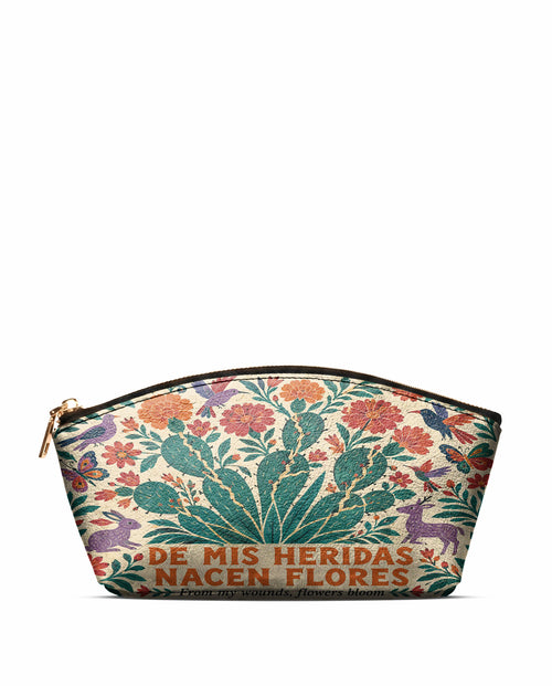"De mis heridas nacen flores" ver.4 Eclipse Makeup Bag - front view | Paleta Bags