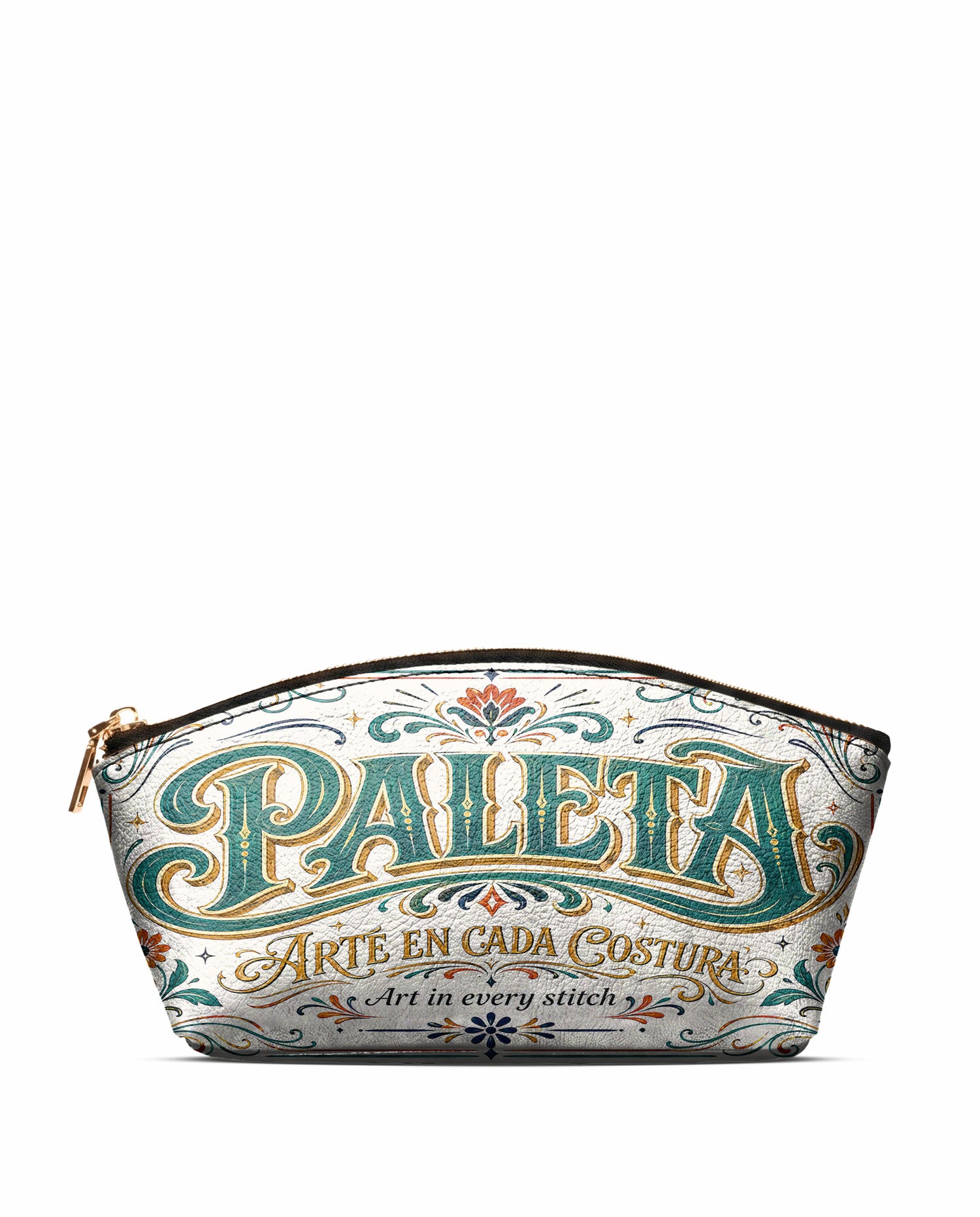 "La Paleta — Arte en cada costura" ver.2 Eclipse Makeup Bag - front view | Paleta Bags