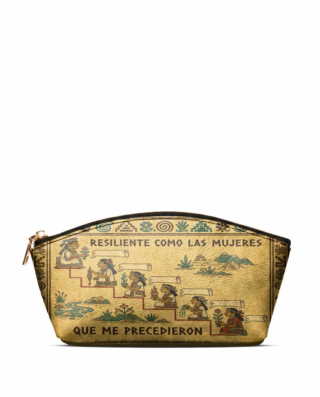 "Resiliente como las mujeres que me precedieron" ver.4 Eclipse Makeup Bag - front view | Paleta Bags