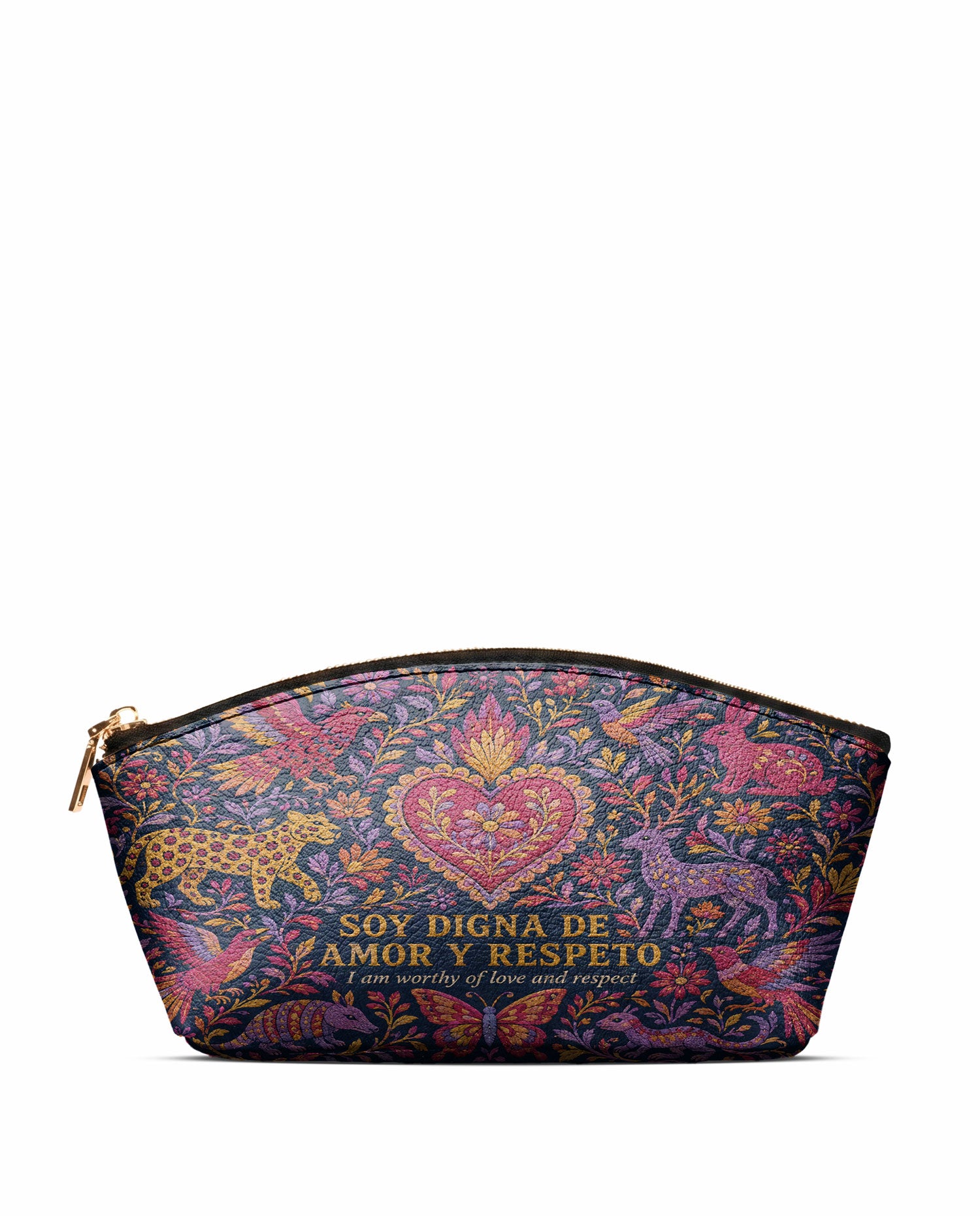 "Otomi Wild Embroidery" ver.2 Eclipse Makeup Bag - front view | Paleta Bags