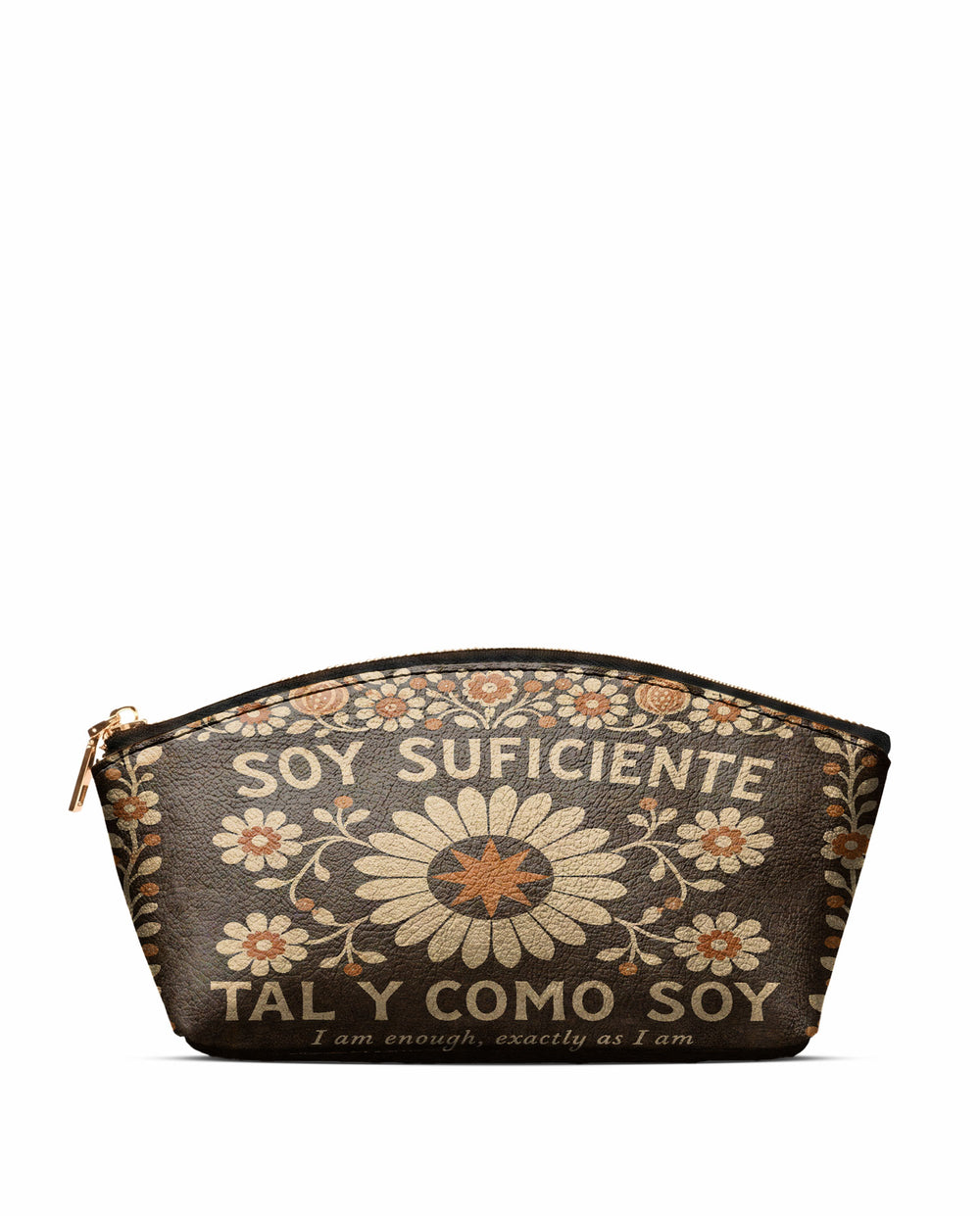 "Soy suficiente, tal y como soy" ver.6 Eclipse Makeup Bag - front view | Paleta Bags