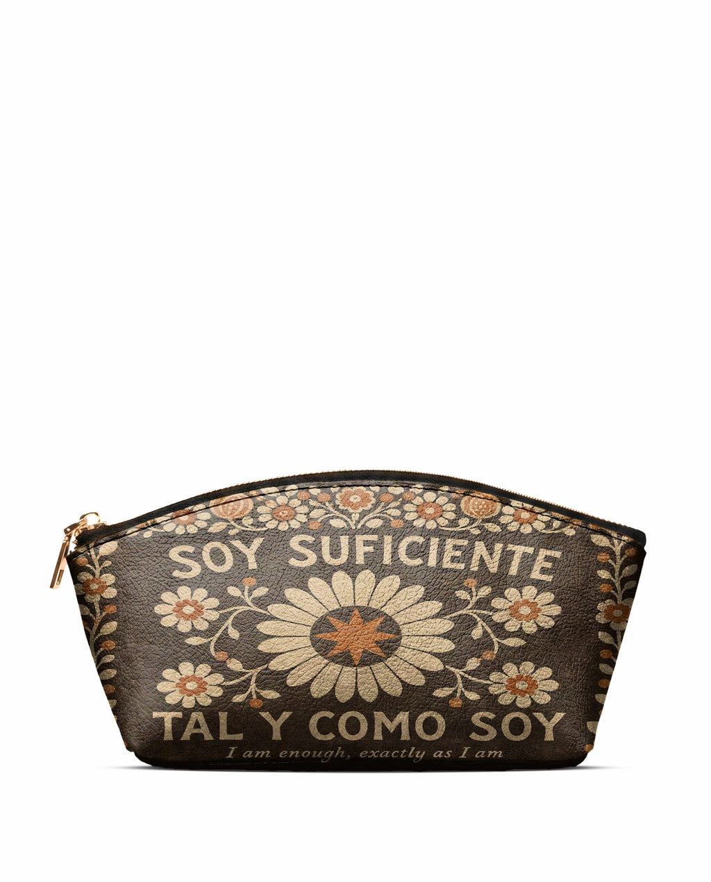 "Soy suficiente, tal y como soy" ver.6 Eclipse Makeup Bag - front view | Paleta Bags