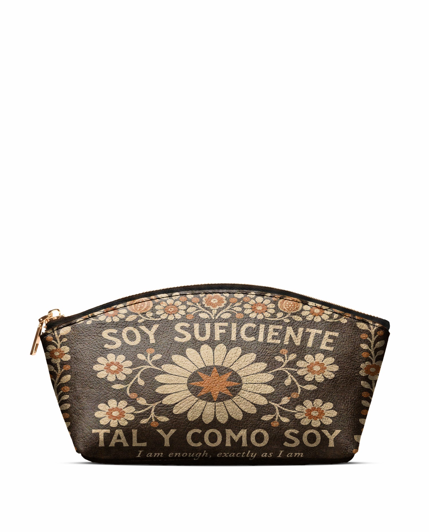 "Soy suficiente, tal y como soy" ver.6 Eclipse Makeup Bag - front view | Paleta Bags