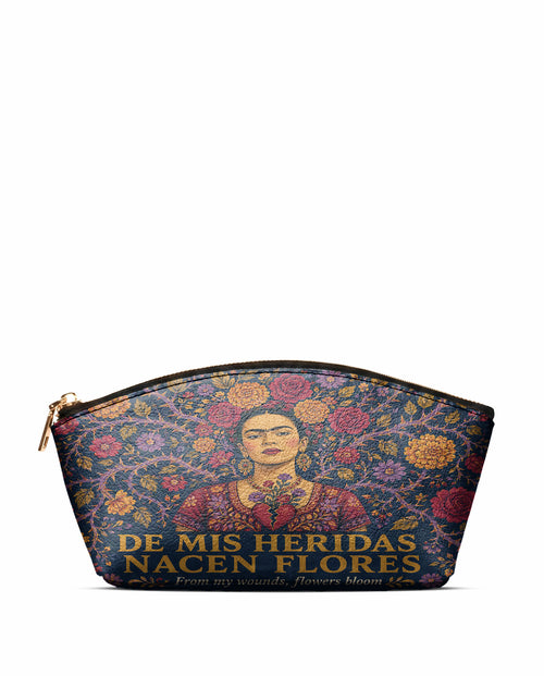 "De mis heridas nacen flores" ver.3 Eclipse Makeup Bag - front view | Paleta Bags